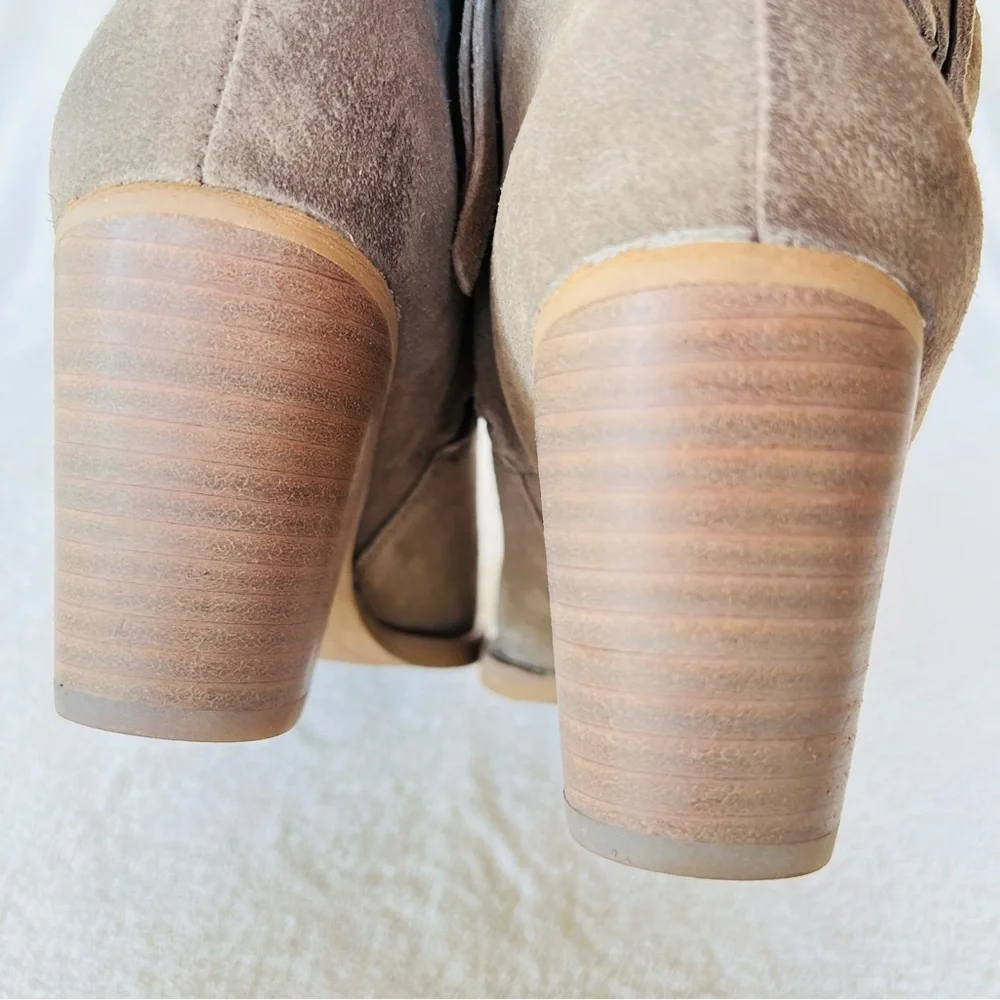 SAM EDELMAN BURNISHED SUEDE WESTERN ANKLE BOOTIES MUSHROOM TAUPE SIZE 9 NWT